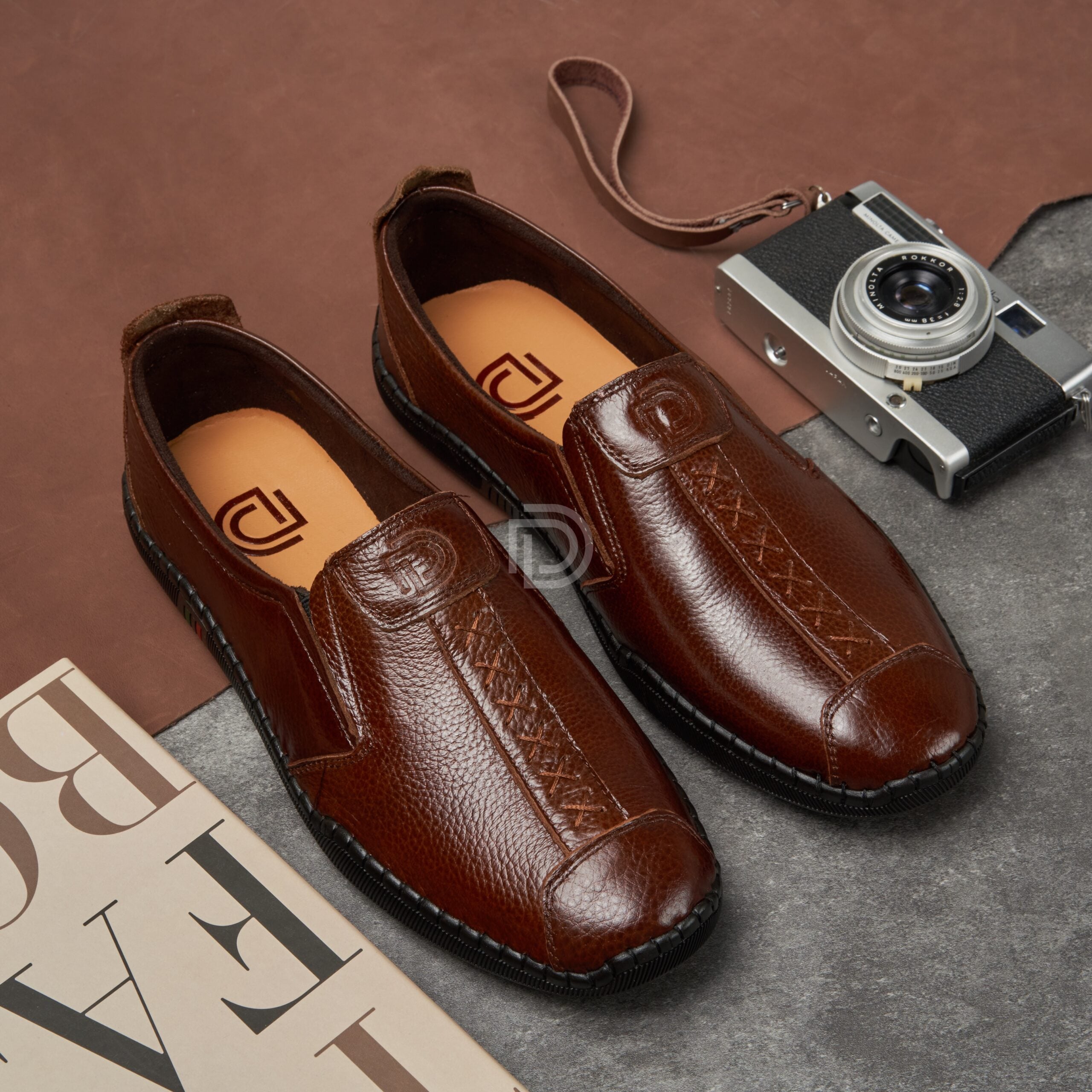 L056 - Đôi giày lười da bò ảnh 3