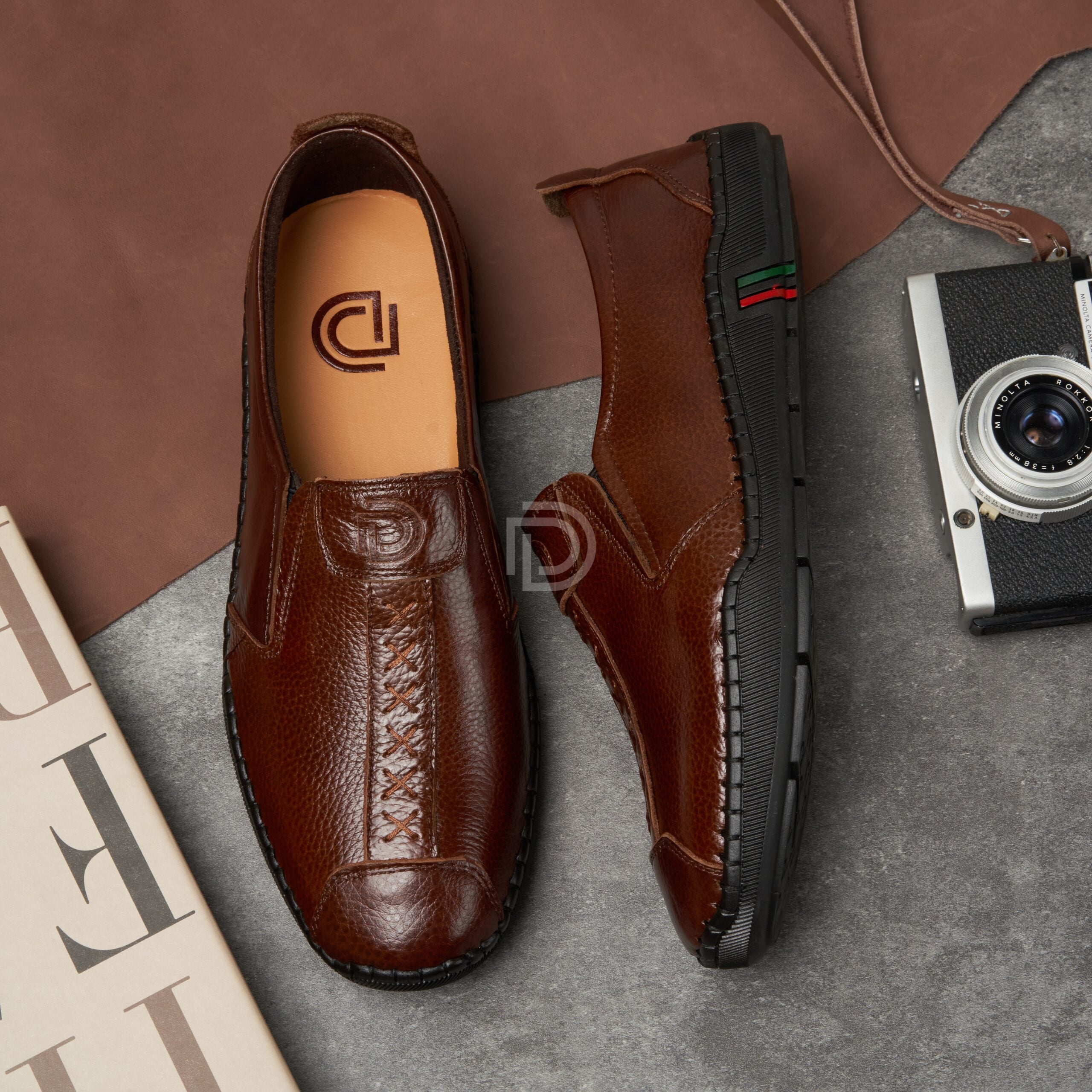 L056 - Đôi giày lười da bò ảnh 6