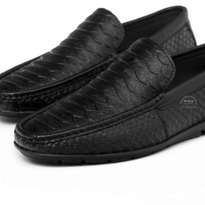 Duvis – Giày lười nam da cá sấu đen
