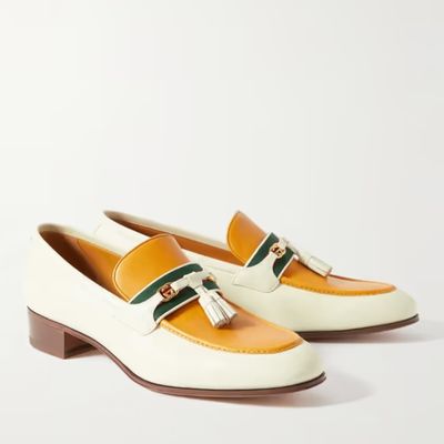 Giày lười da trắng nam – Tassel Loafers
